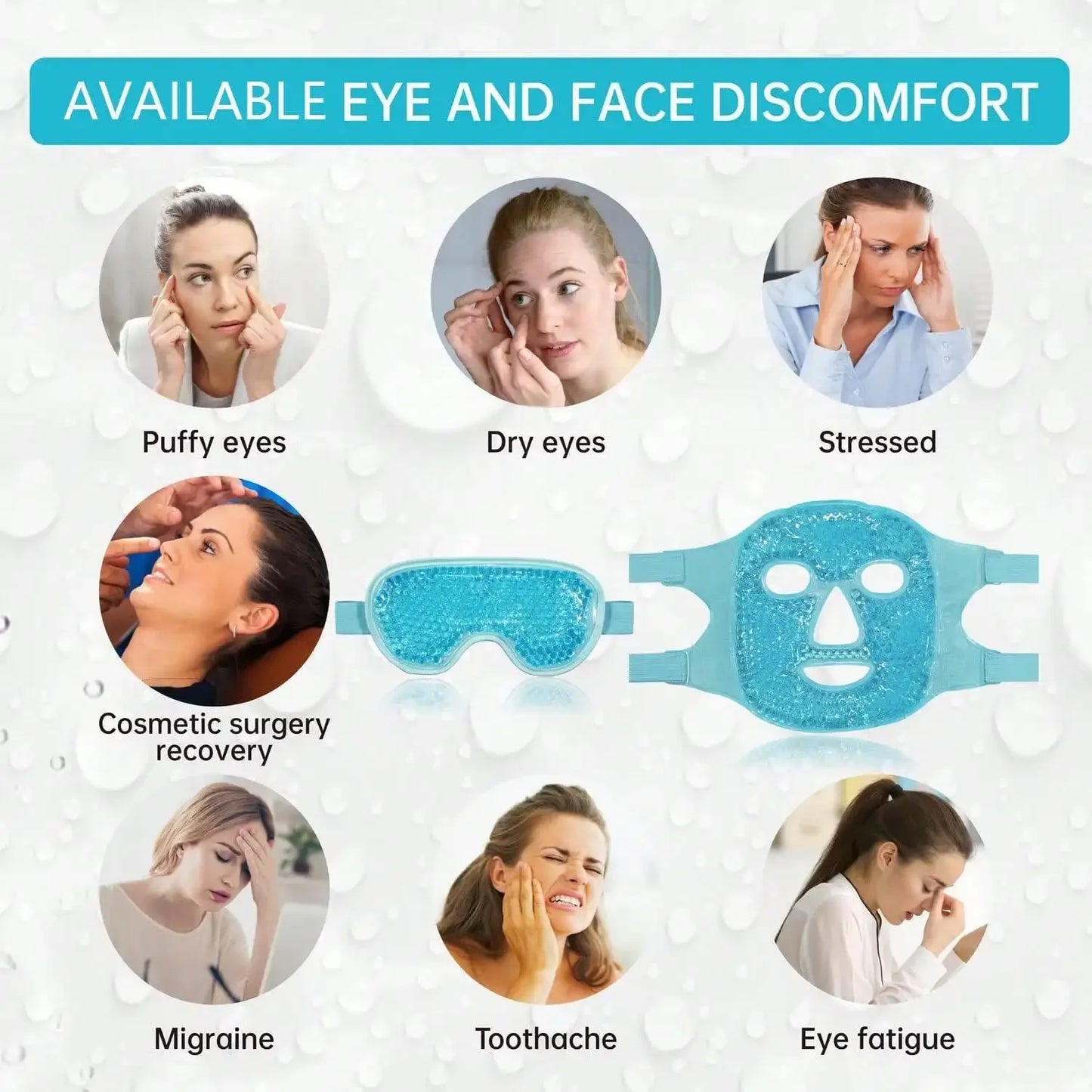 Veh-loo-tay Cooling Spa Gel Mask — Ocean Breeze Set (2 PCS Face + Eye Masks)