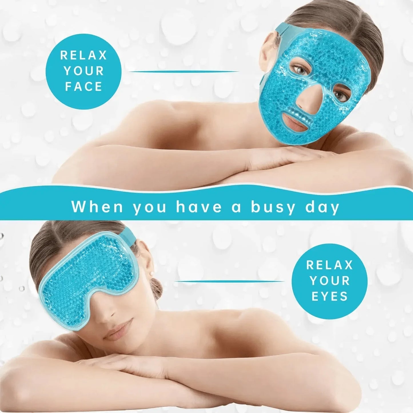 Veh-loo-tay Cooling Spa Gel Mask — Ocean Breeze Set (2 PCS Face + Eye Masks)