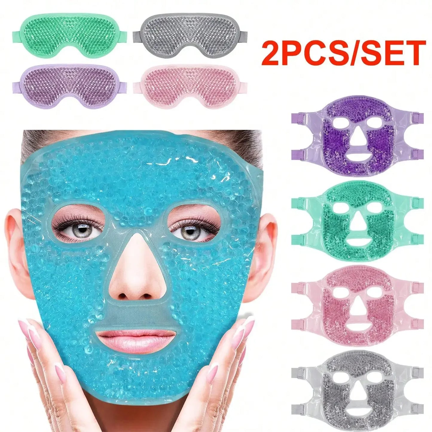 Veh-loo-tay Cooling Spa Gel Mask — Rose Serenity Set (2 PCS Face + Eye Masks)